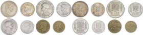 Albania Italiana - Lotto di 8 monete - 0,05 Lek 1940 - 0,10 Lek 1940 - 0,20 Lek 1940 XVIII (cifra "1" della data quasi del tutto mancante) - 1 Lek 193...