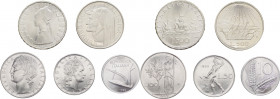 Repubblica Italiana - Monetazione in Lire (1946-2001) Lotto n.5 monete serie 1965 composta da 10 Lire "Spiga" - 50 Lire "Vulcano" (BB++) - 100 Lire "M...