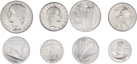 Repubblica Italiana - Monetazione in Lire (1946-2001) Lotto n.4 monete serie 1968 composta da 5 Lire "Delfino" - 10 Lire "Spiga" - 50 Lire "Vulcano" -...