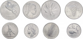 Monetazione in Lire (1946-2001) Lotto n.4 monete serie 1949 composta da 1 Lira "Arancia" - 2 Lire "Spiga" - 5 Lire "Uva" - 10 Lire "Ulivo"
FDC


...