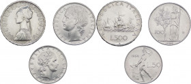 Monetazione in Lire (1946-2001) Lotto n.3 monete serie 1964 composta da 50 Lire "Vulcano" (BB) - 100 Lire "Minerva" (BB) - 500 Lire "Caravelle"
med. ...