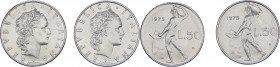 Monetazione in Lire (1946-2001) Lotto n.2 monete da 50 Lire "Vulcano" 1975 (5 Corto) FDC - 50 Lire "Vulcano" 1975 (5 Lungo e 7 Uncino), NC - SPL
med....