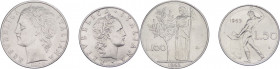 Repubblica Italiana - Monetazione in Lire (1946-2001) Lotto n.2 monete serie 1963 composta da 50 Lire "Vulcano" (qSPL) - 100 Lire "Minerva" (qSPL)
me...