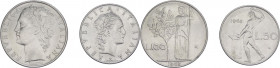 Repubblica Italiana - Monetazione in Lire (1946-2001) Lotto n.2 monete serie 1962 composta da 50 Lire "Vulcano" (BB+) - 100 Lire "Minerva" (BB+)
med....