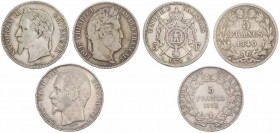Lotto 3 Monete: Francia - Napoleone III (1852-1870) 5 Franchi 1852 A - zecca di Parigi - KM 773.1 - Ag - qBB; Francia - Luigi Filippo I (1830-1848) 5 ...