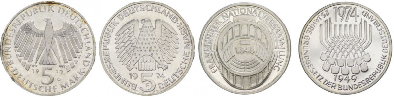 Germania - Repubblica federale (dal 1948) - lotto di 2 monete da 5 franchi 1973-...