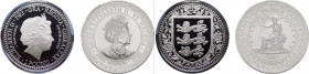 Lotto da 2 esemplari: Gibilterra - Regina Elisabetta II (1967-2021) 1 Sterlina (1 Oncia) 2018 - "Stemma dell'Inghilterra" - Ag; Sant'Elena - Regina El...