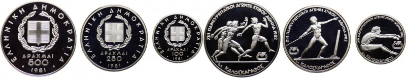 Grecia - Trittico composto da 100 Dracme 1981 - 250 Dracme 1981 - 500 Dracme 198...