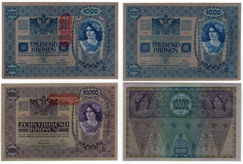 Austria - Repubblica dell’Austria Tedesca (1918-1919) Lotto n.2 Banconote - 1000...