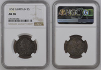 GREAT BRITAIN George II (1727-1760) Shilling 1758 silver Gr. 6,02. KM#583; Spink 3704. NGC AU58 (n.5787268-030).