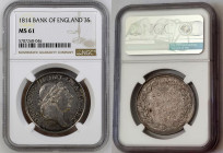 GREAT BRITAIN George III (1760-1820) Bank Token 3 Shillings 1814 silver Gr.14,7. Spink 3770; Km#TN5. NGC MS61 (n.5787268-046).