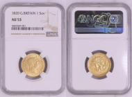 GREAT BRITAIN George III (1760-1820) Sovereign 1820 gold Gr.7,99. Marsh 4; Spink 3785C. NGC AU53 (n.5883384-001).