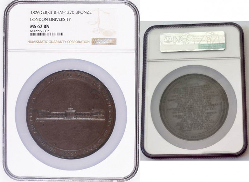GREAT BRITAIN George IV (1820-1830) Medal 1826 bronze. BHM-1270. NGC MS62 BM (n....