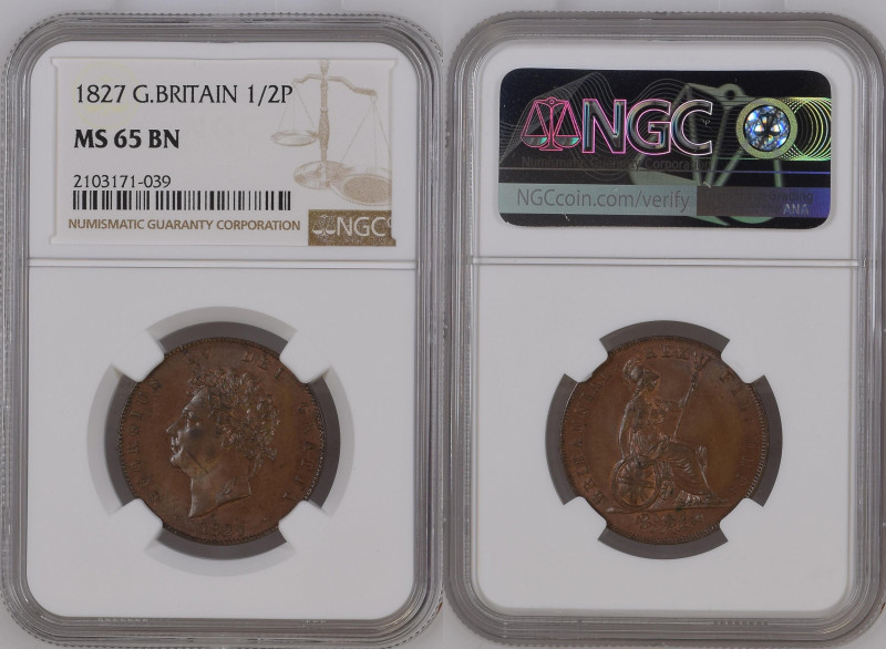 GREAT BRITAIN George IV (1820-1830) Half Penny 1827 bronze Gr.9,45. Spink 3824; ...