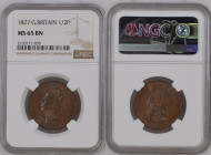 GREAT BRITAIN George IV (1820-1830) Half Penny 1827 bronze Gr.9,45. Spink 3824; KM#692. NGC MS65 BN (n.2103171-039).