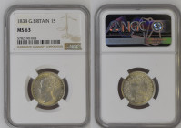 GREAT BRITAIN Victoria (1837-1901) Shilling 1838 silver Gr.5,66. Spink 3902; KM#734.1. NGC MS63 (n.5782190-008)