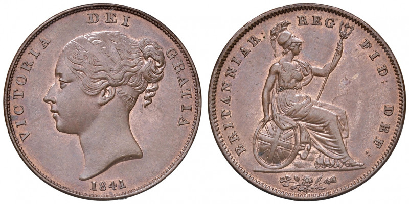 INDIA Victoria (1837-1901) Penny 1841 bronze Gr.18,9. Spink 3948. Rare.