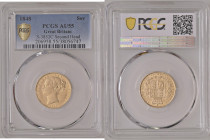 GREAT BRITAIN Victoria (1837-1901) Sovereign 1848 gold Gr.7,99. Spink 3852C; Marsh 31. PCGS AU55 (n.206958.55-30056747). Shield reverse second young h...