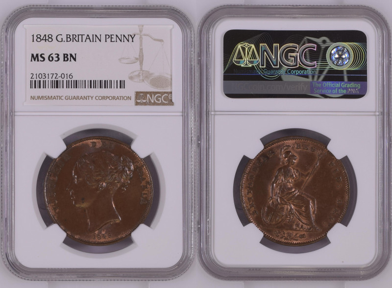 GREAT BRITAIN Victoria (1837-1901) Penny 1848 bronze Gr.18,9. Spink 3948; BMC 14...