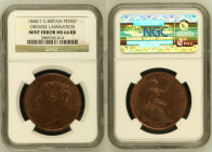 GREAT BRITAIN Victoria (1837-1901) Penny 1848/7 O.T. bronze Gr.18,9. Spink 3948; BMC 1495. NGC MS64 RB (n.3069745-014). OBVERSE LAMINATION MINT ERROR.