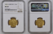 GREAT BRITAIN Victoria (1837-1901) Sovereign 1852 gold Gr.7,99. Spink 3852C; Marsh 35. NGC MS60 (n.5787250-013) (Mintage 8053435).