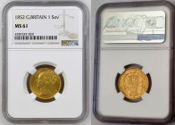 GREAT BRITAIN Victoria (1837-1901) Sovereign 1852 gold Gr.7,99. Spink 3852C; Marsh 35. NGC MS61 (n.5787247-020).