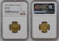 GREAT BRITAIN Victoria (1837-1901) Half Sovereign 1853 gold Gr.4. Spink 3859; Marsh 427. NGC AU58 (n.5787250-002). Rare in this conservation. (Mintage...