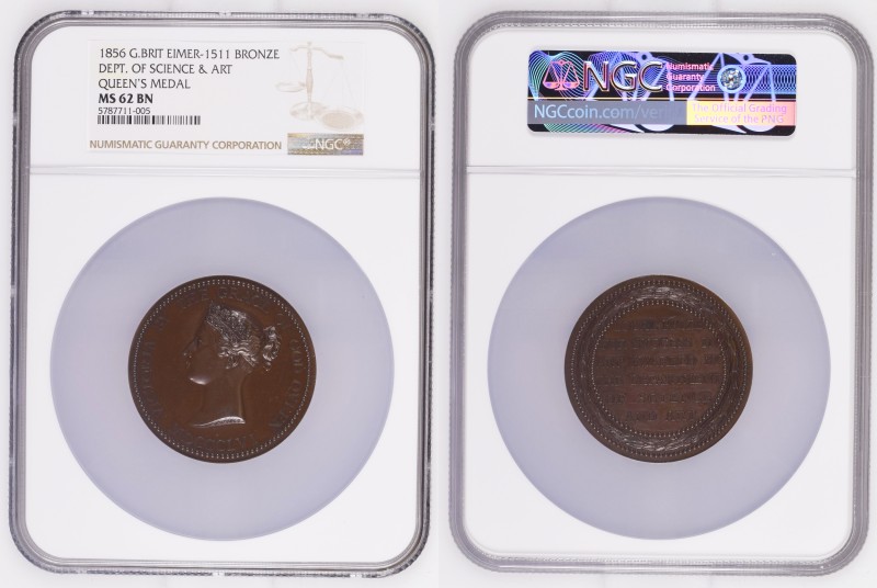 GREAT BRITAIN Victoria (1837-1901) Medal 1856 bronze. Eimer-1511. NGC MS62 BN (5...