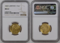 GREAT BRITAIN Victoria (1837-1901) Sovereign 1860 gold Gr.7,99. Marsh 43; Spink 3852S. NGC MS61 (n.5788799-008). (Mintage  2555958).