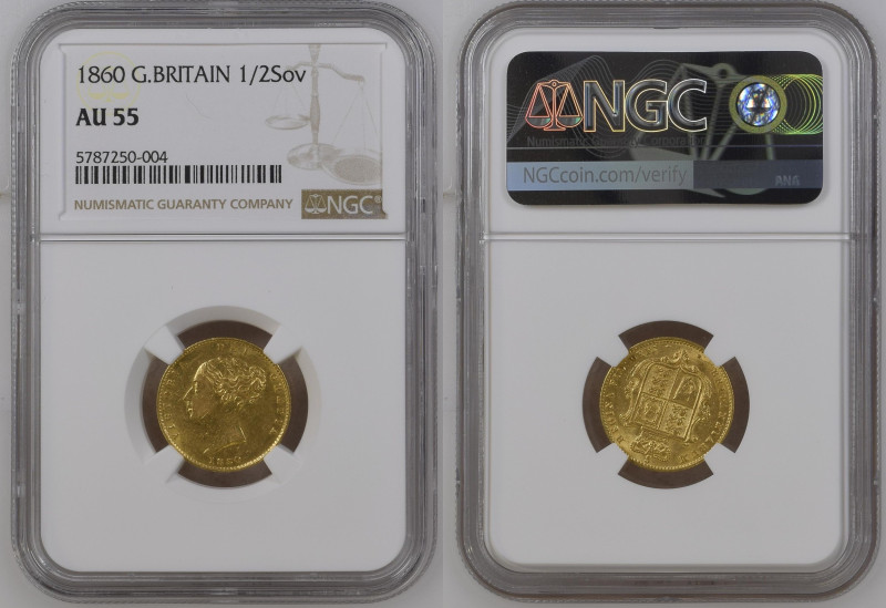 GREAT BRITAIN Victoria (1837-1901) Half Sovereign 1860 gold Gr.4. Spink 3859A, M...