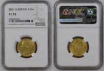 GREAT BRITAIN Victoria (1837-1901) Sovereign 1861 gold Gr.7,99. “ROMAN I” Spink 3852D; Marsh 44A. NGC AU55 (n.5787249-023). Very rare. (Mintage  76247...