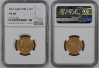 GREAT BRITAIN Victoria (1837-1901) Sovereign 1868 gold Gr.7,99. Spink 3853; Marsh 52. NGC AU58 (n.5787249-033). Rare. (Mintage 1653384). Die number 14...