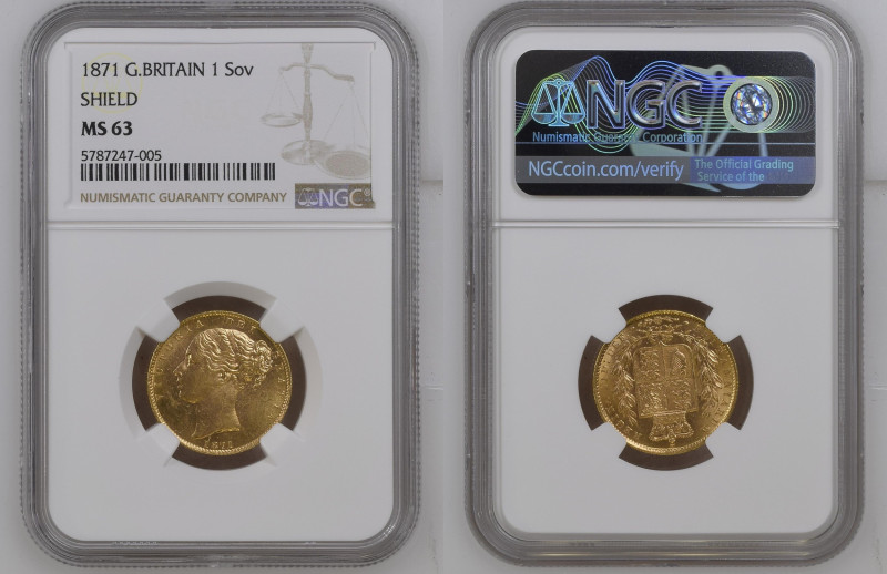 GREAT BRITAIN Victoria (1837-1901) Sovereign 1871 gold. Gr.7,99. KM#736; Spink 3...