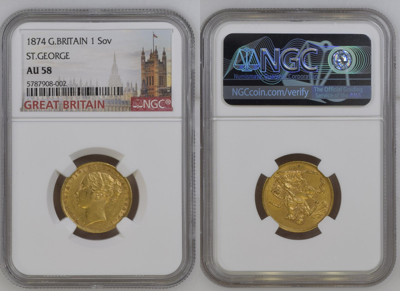 GREAT BRITAIN Victoria (1837-1901) Sovereign 1874 gold Gr.7,99. Spink 3856A; MAR...