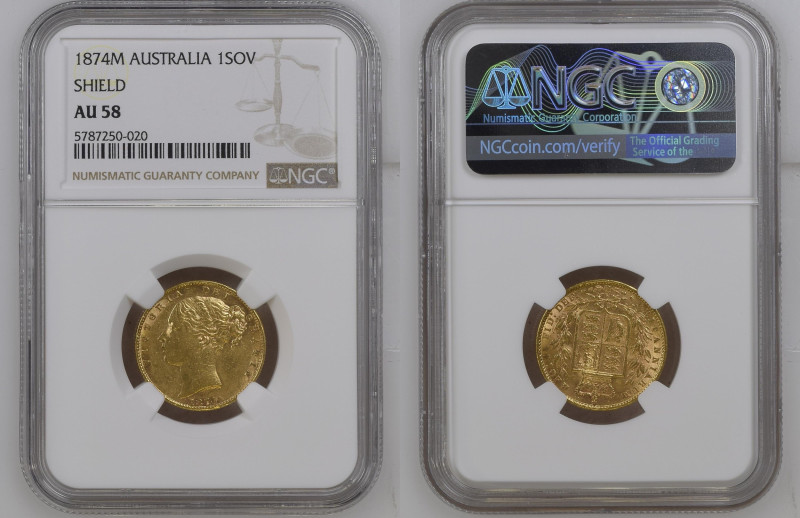 AUSTRALIA Victoria (1837-1901) Sovereign 1874M gold Gr.7,99. “MELBOURNE” Spink 3...