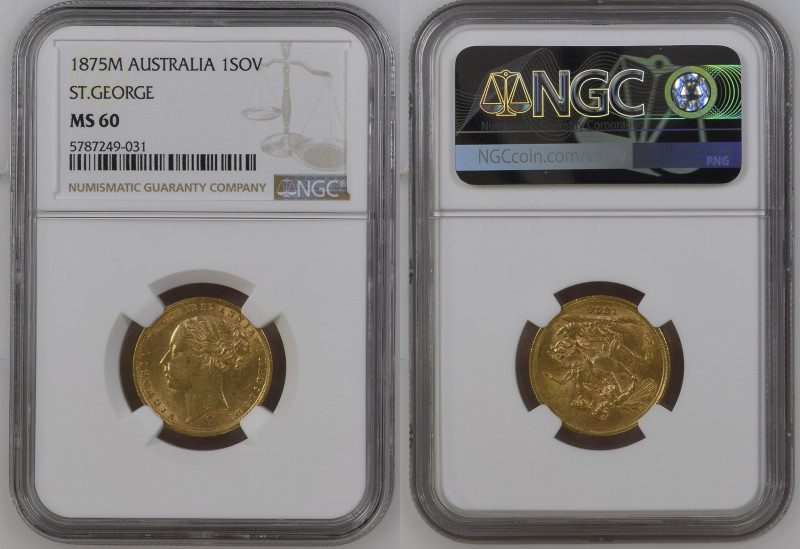 AUSTRALIA Victoria (1837-1901) Sovereign 1875M gold Gr.7,99. “MELBOURNE” Spink 3...