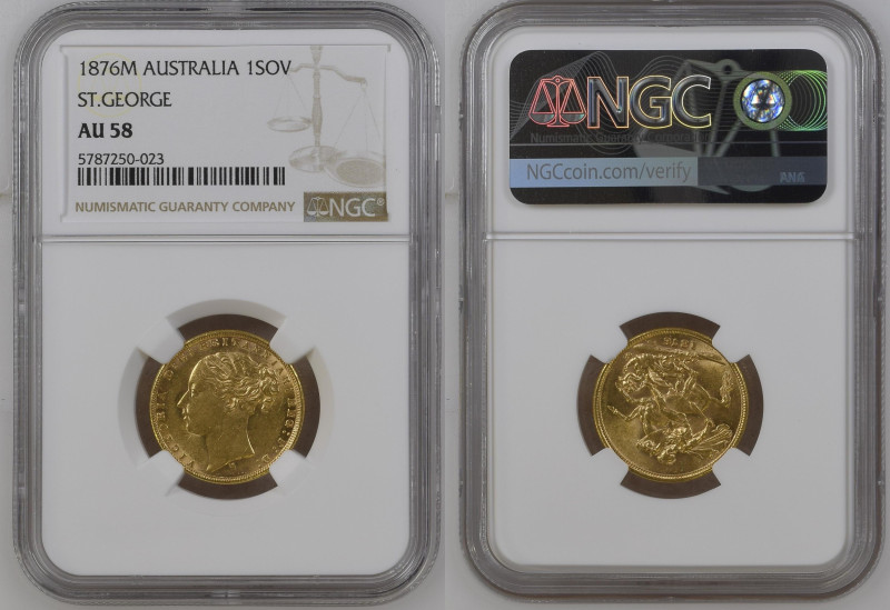 AUSTRALIA Victoria (1837-1901) Sovereign 1876M gold Gr.7,99. “MELBOURNE” Spink 3...