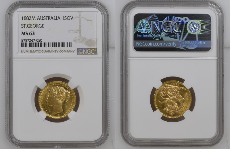 AUSTRALIA Victoria (1837-1901) Sovereign 1882M gold Gr.7,99 "MELBOURNE". Spink 3...