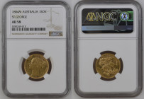 AUSTRALIA Victoria (1837-1901) Sovereign 1884M gold Gr.7,99. “MELBOURNE” Spink 3857B; Marsh 106. NGC AU58 (n.5787249-013) (Mintage 2942630). Mint lust...