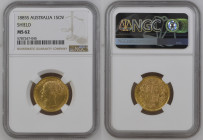 AUSTRALIA Victoria (1837-1901) Sovereign 1885S gold Gr.7,99 "SIDNEY". Spink 3855B; Marsh 81. NGC MS62 (n.5787247-045). (Mintage 1486000). Extremely fi...
