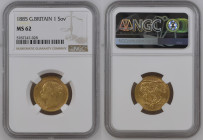 GREAT BRITAIN Victoria (1837-1901) Sovereign 1885 gold Gr.7,99. Spink 3856F; Marsh 93. NGC MS62 (n.5787247-028). Rare. (Mintage 717723).