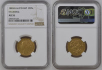 AUSTRALIA Victoria (1837-1901) Sovereign 1885M gold Gr.7,99 "MELBOURNE". Marsh 107A; Spink 3857C. NGC AU55 (n.5787250-019).