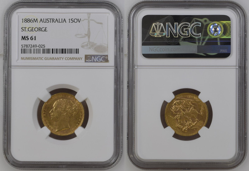 AUSTRALIA Victoria (1837-1901) Sovereign 1886M gold Gr.7,99. “MELBOURNE” Spink 3...