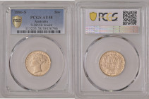 AUSTRALIA Victoria (1837-1901) Sovereign 1886S gold Gr.7,99 "SIDNEY". Spink 3855B. PCGS AU 58 (n.113233.58/38056746). Rare.