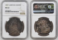 GREAT BRITAIN Victoria (1837-1901) Crown 1887 silver Gr.28,28. Spink 3921. NGC MS62 (n.5787263-015). (Mintage 173500). Delicius cabinet tone.