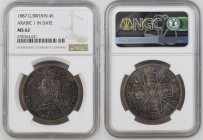 GREAT BRITAIN Victoria (1837-1901) Double Florin 1887 silver Gr.22,62. “ARABIC 1” Spink 3923. NGC MS62 (n.5787263-021). (Mintage 483300). Cabinet tone...