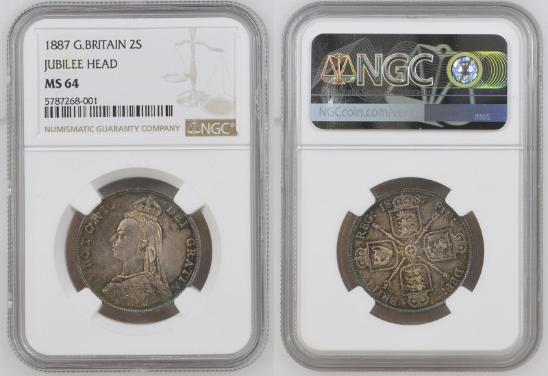 GREAT BRITAIN Victoria (1837-1901) Florin 1887 silver Gr.11,31. Spink 3925. NGC ...