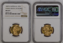 AUSTRALIA Victoria (1837-1901) Sovereign 1887M gold Gr.7,99 "MELBOURNE". Spink 3857C; Marsh 109. NGC MS62+ (n.5883941-009). Rare. (Mintage 1916424). Y...