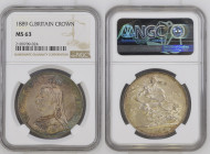 GREAT BRITAIN Victoria (1837-1901) Crown 1889 silver Gr.28,28. Spink 3921; Km#765. NGC MS 63 (n.2109709-024). Rare. Cabinet tone.