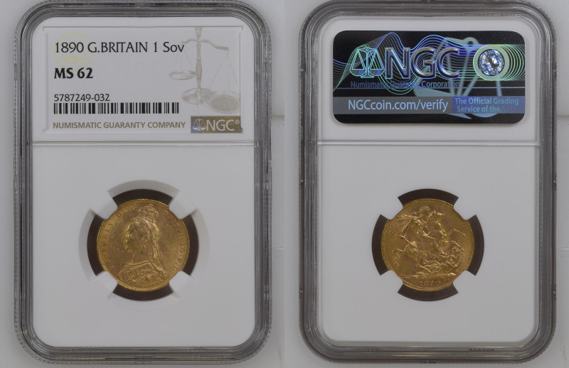 GREAT BRITAIN Victoria (1837-1901) Sovereign 1890 gold Gr.7,99. Spink 3866; Mars...